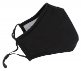 Cotton Face Mask with Adjustable Earloops and Filter Pocket, Black